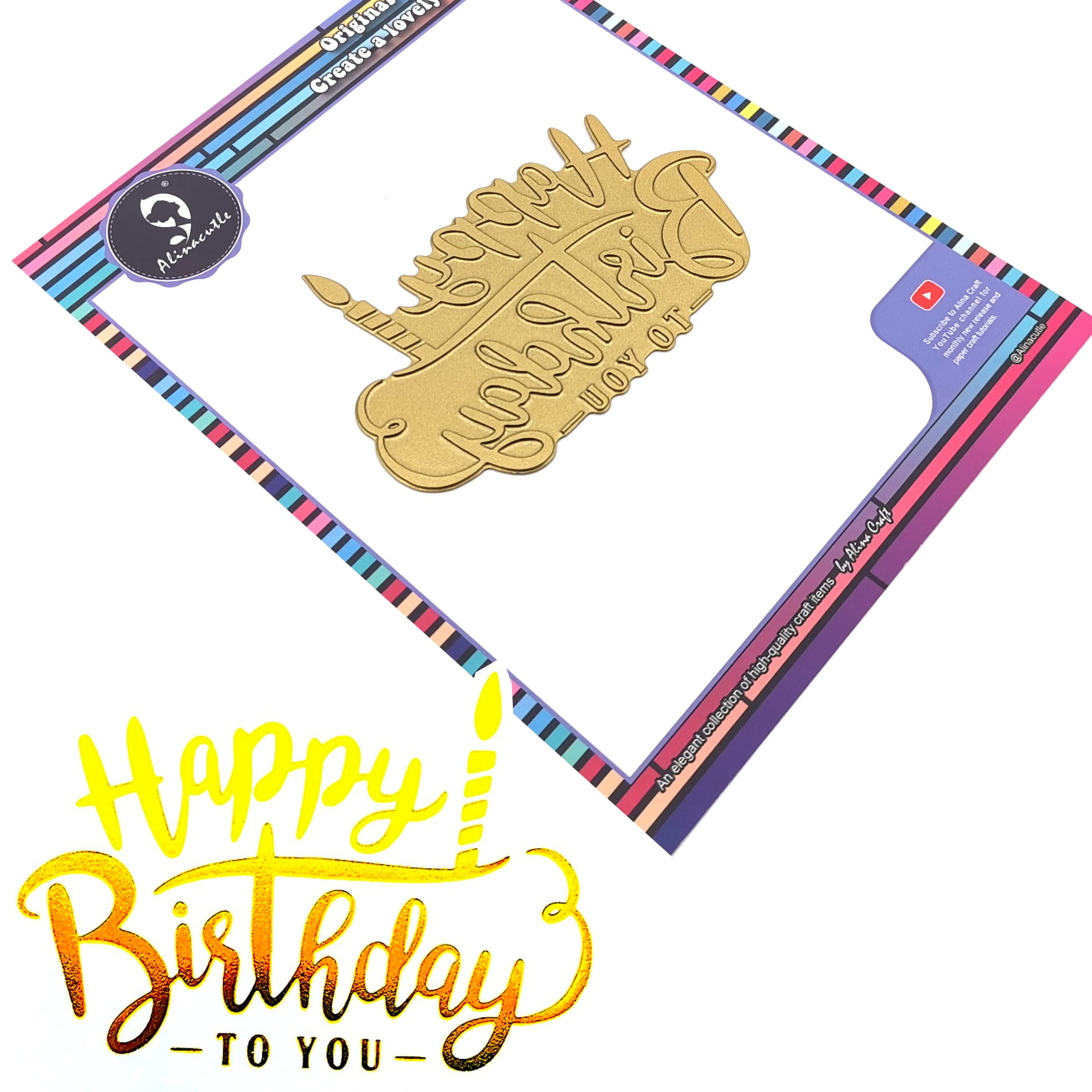 alinacutle #6 Happy Birthday Hot Foil Plate - Metal Foil Stamping Plates for DIY Greeting Cards, Scrapbooking & Gift Wrapping