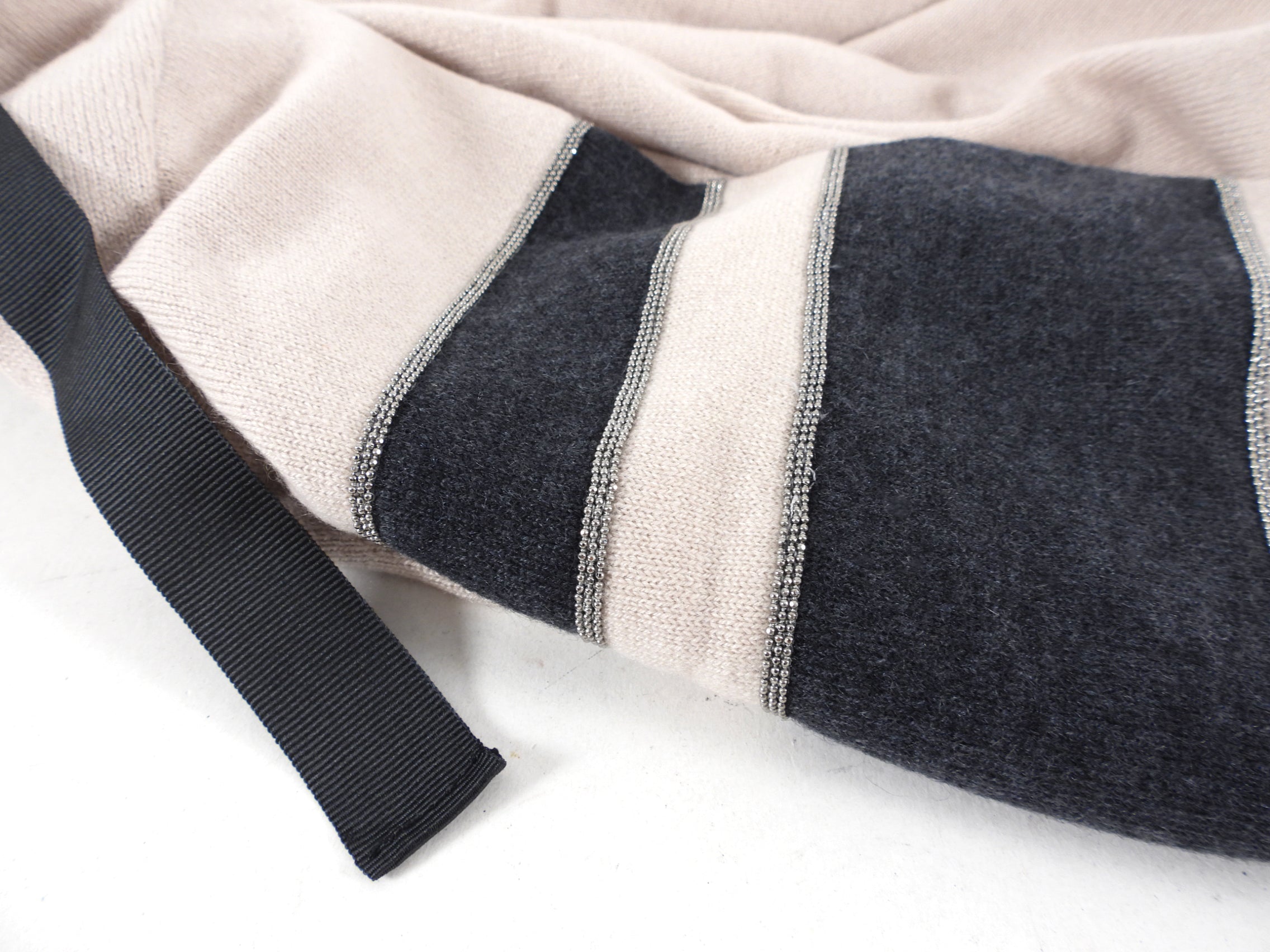 Brunello Cucinelli Women's Pale Pink Cashmere Band Sleeve Sweater | Soft Luxury Knitwear for Fall & Winter | Perfect for Office, Date Night & Casual Outings