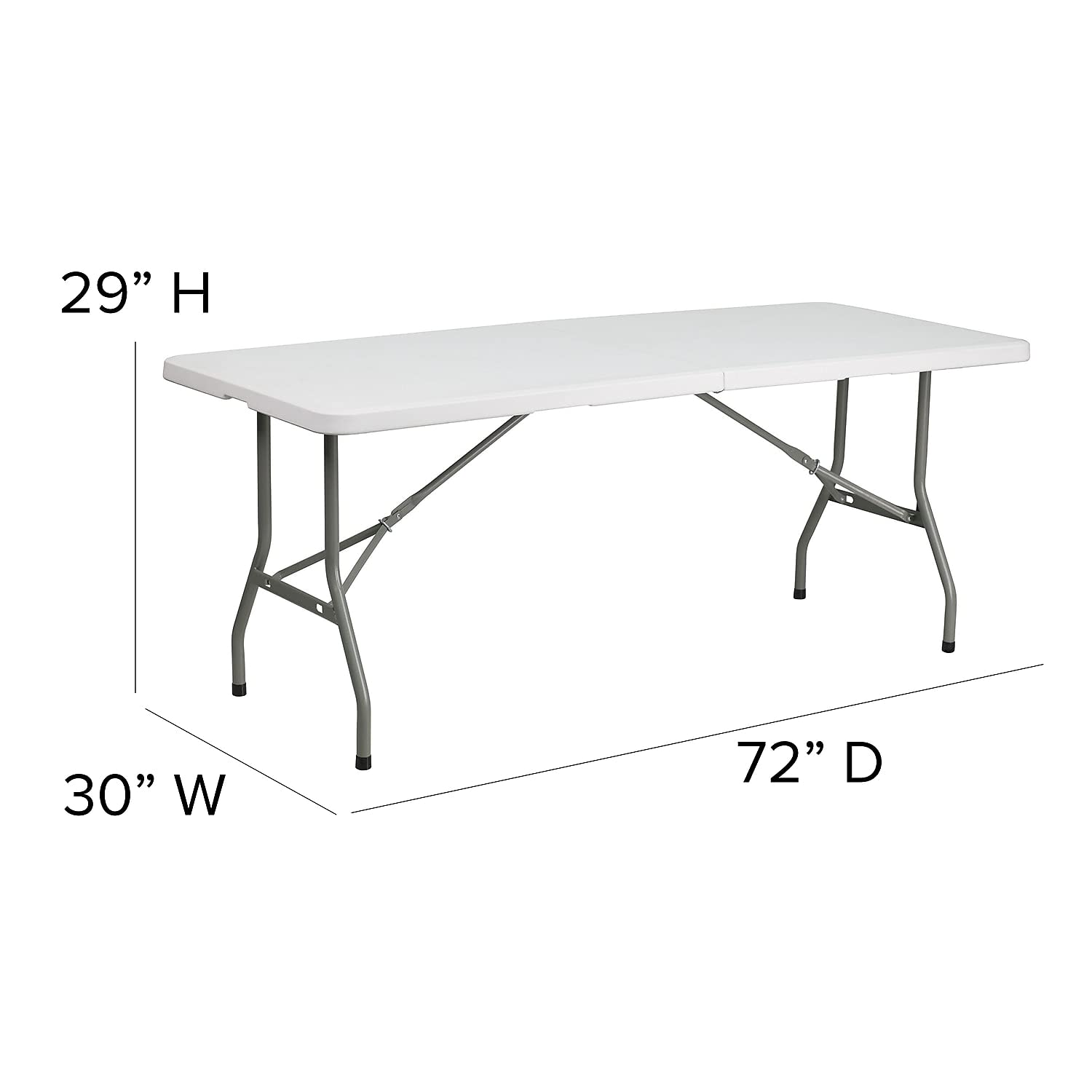 Flash Furniture Kathryn 6-Foot Bi-Fold Granite White Plastic Folding Table - Heavy Duty Portable Table for Parties, Events, and Home Use