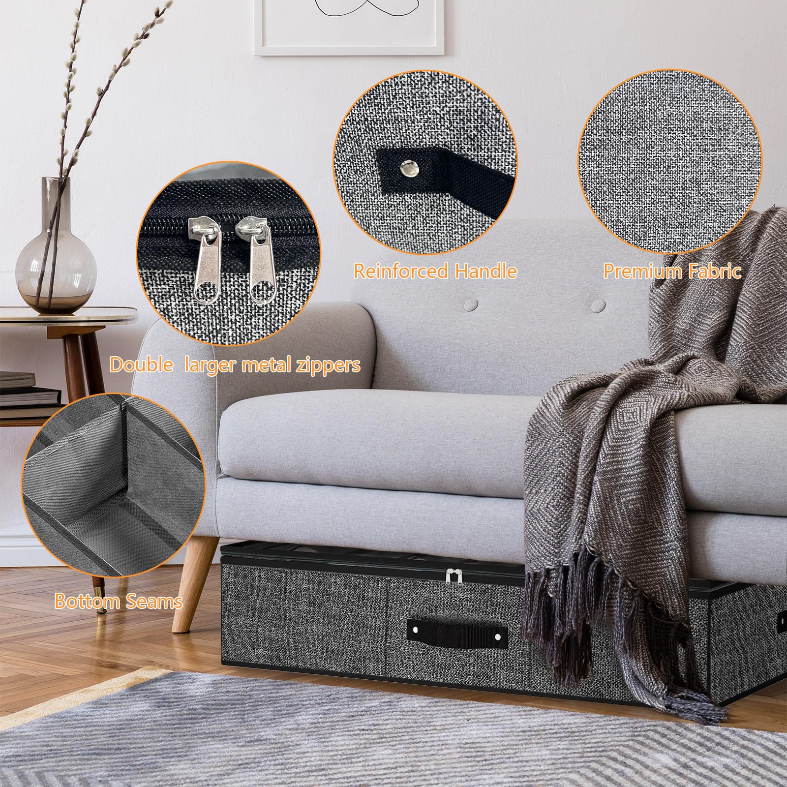 32 Pairs Under Bed Shoe Organizer - Extra Large Shoe Storage Boxes & Bins for Closet, Bedroom - Black Set of 2 - Perfect for Sneakers, Boots & Sandals Organization