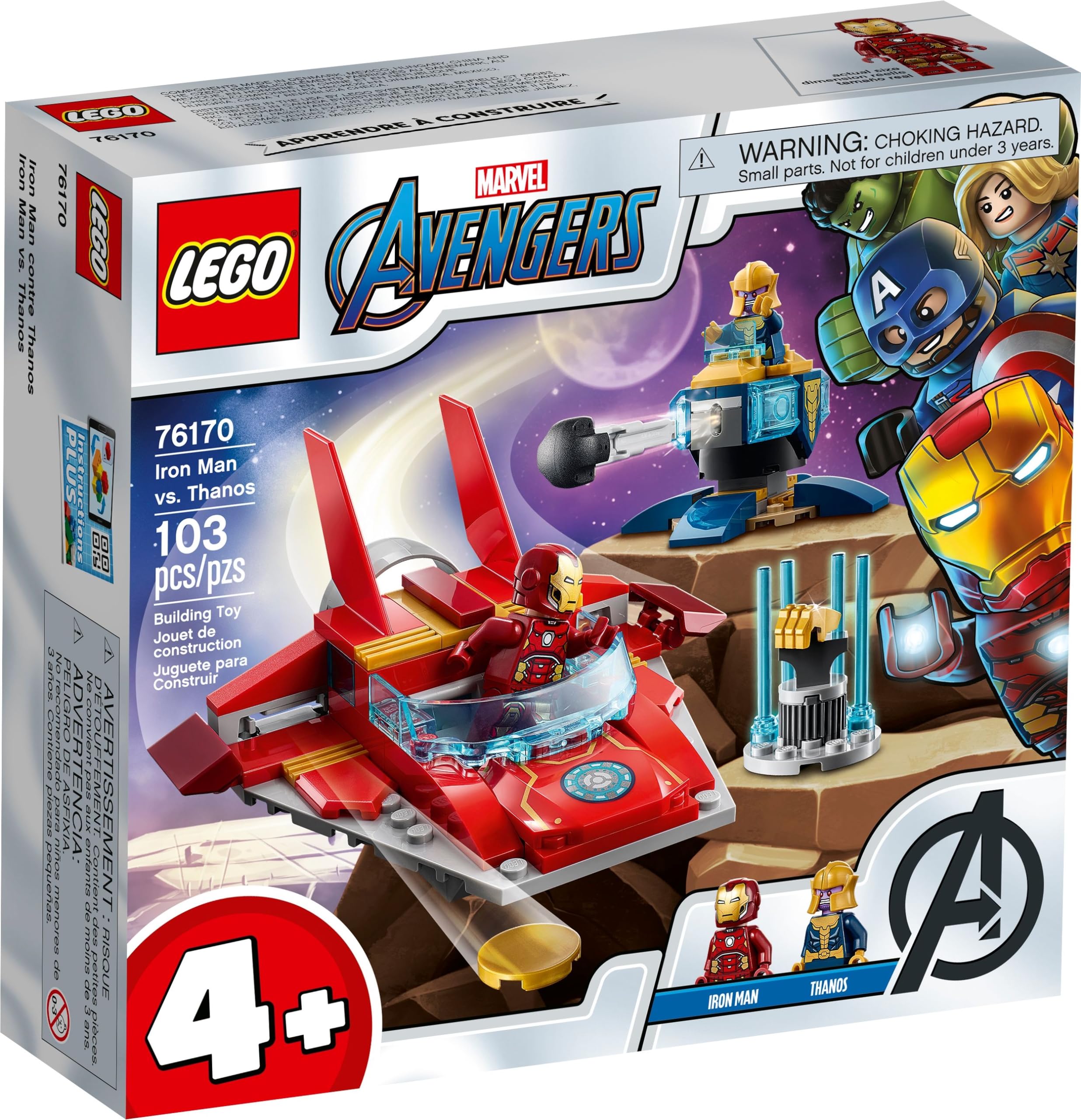 LEGO Marvel Avengers Iron Man vs. Thanos 76170 Building Kit (103 Pieces) - Collectible Superhero Toy with Iron Man & Thanos Minifigures - Perfect Gift for Kids & Marvel Fans - Great for Creative Play & Display