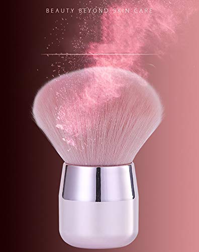 Portable Kabuki Brush - Dome-Shaped Powder Brush for Face, Blush & Nail Art | Soft Bristle Dust Remover & Cleaner Brush (Pink) | Perfect for Makeup Application & Cosmetic Cleaning