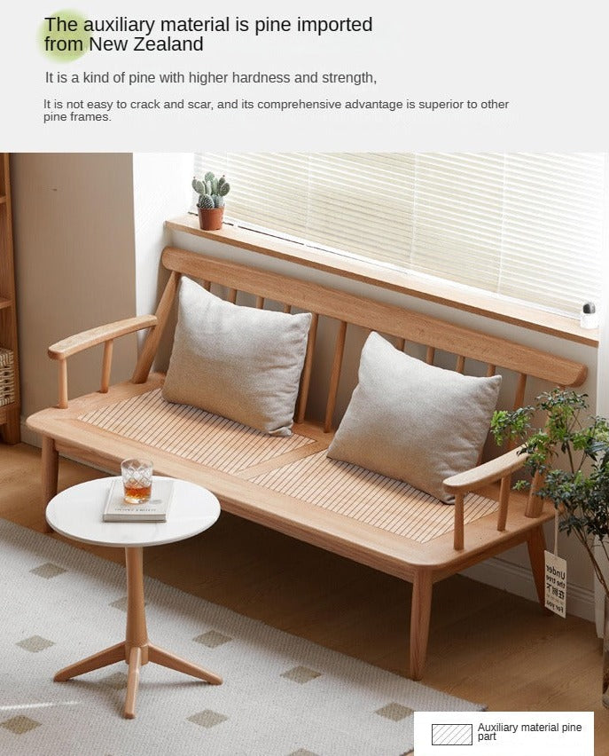 Premium Oak Solid Wood Windsor Sofa - All-Season Comfort for Living Room, Bedroom & Office - Winter & Summer Dual Use Design for Year-Round Relaxation