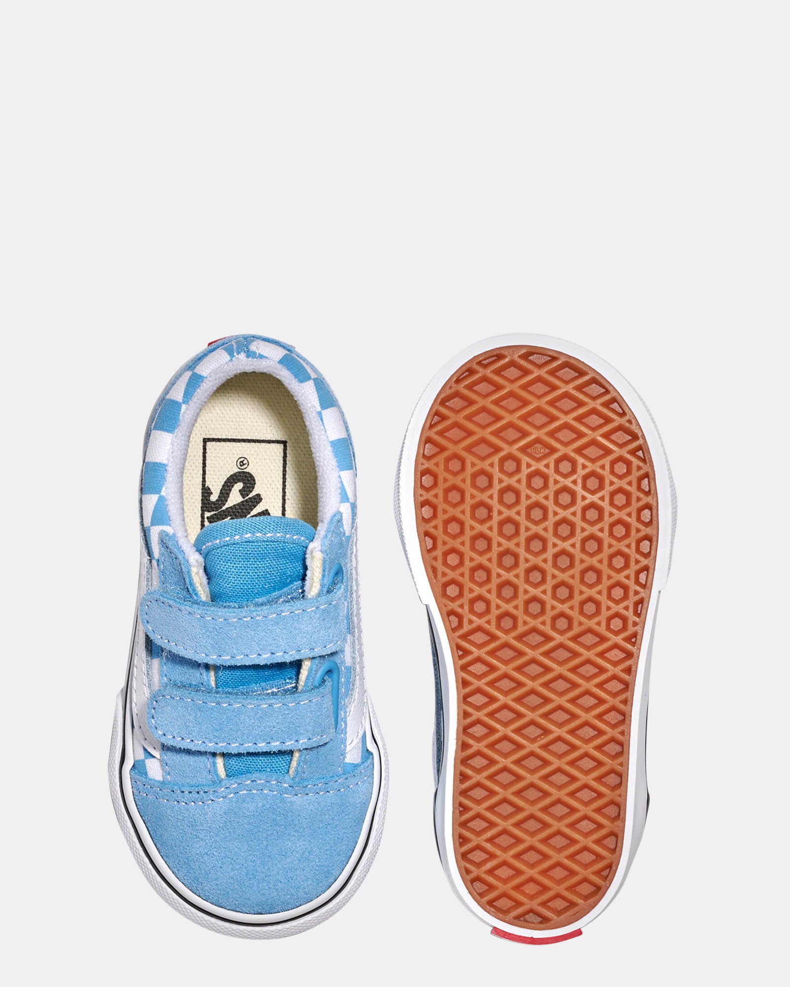 Vans Old Skool V Check Infant Sneakers - Heritage Blue Canvas Shoes for Baby Boys & Girls | Perfect for First Walkers, Playdates & Casual Outings