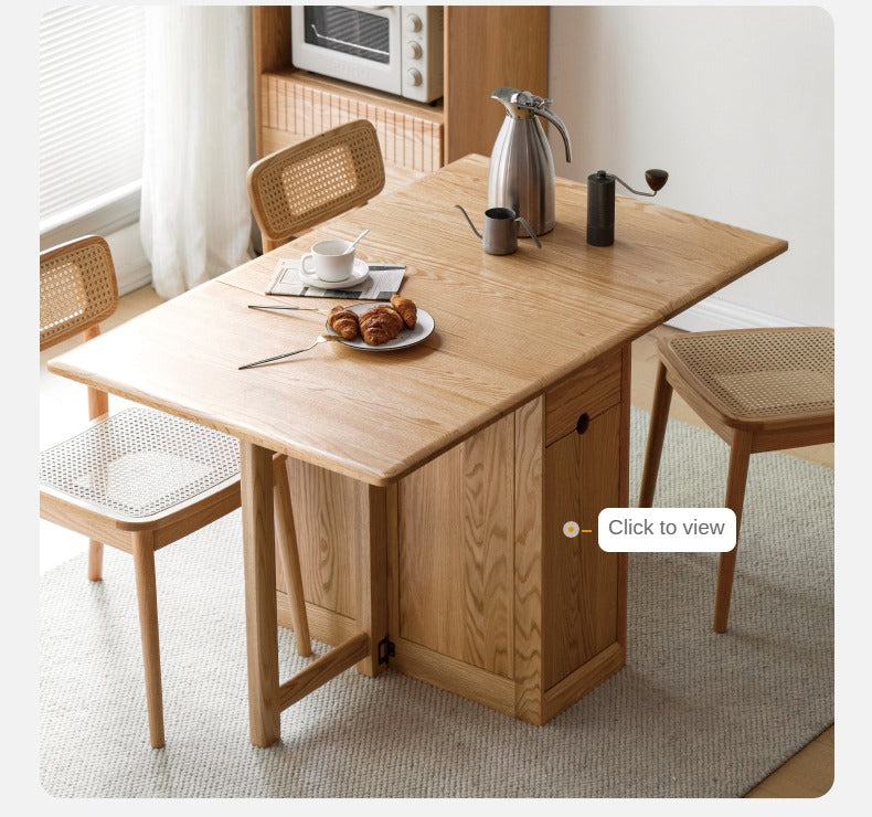 Solid Oak Folding Dining Table - Extendable Wooden Table for Small Spaces | Perfect for Apartments, Patios & Outdoor Entertaining