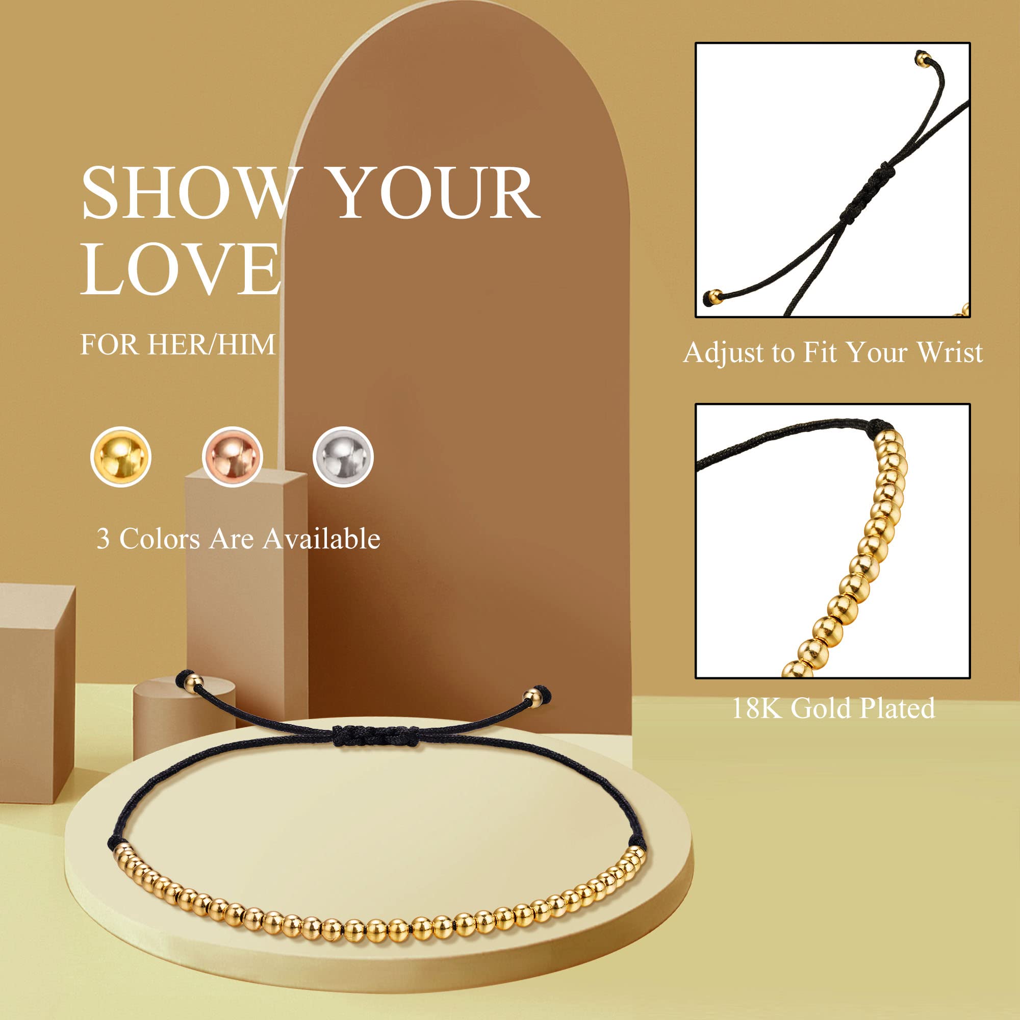 Adjustable Birthday Bracelets for Women - Silver/Gold/Rose Gold Beaded Jewelry Gifts for Teen Girls, Daughter, Girlfriend, Wife, Sister & Best Friend - Perfect for Birthdays, Christmas & Special Occasions - 14th to 35th Anniversary Gifts - Elegant Everyday Wear & Party Accessories
