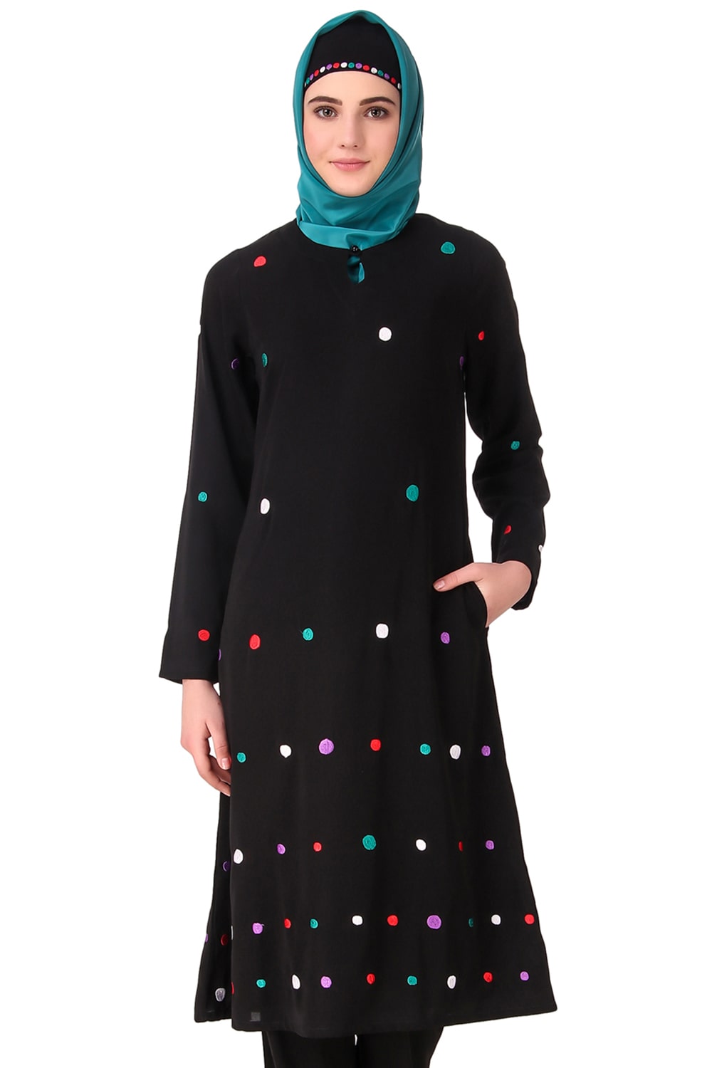 Vibrant Embroidered Polka Dot Tunic Top for Women - Boho Chic Blouse for Casual Outings & Summer Vacations