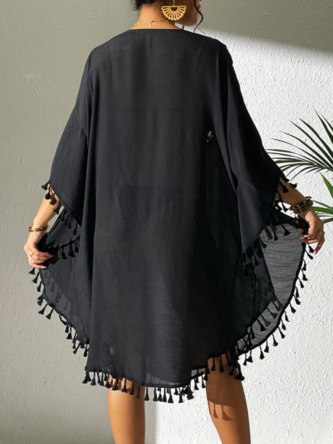 Stylish Tassel Cutout Scoop Neck Cover Up Dress for Women - Perfect for Beach, Pool Party & Summer Vacation