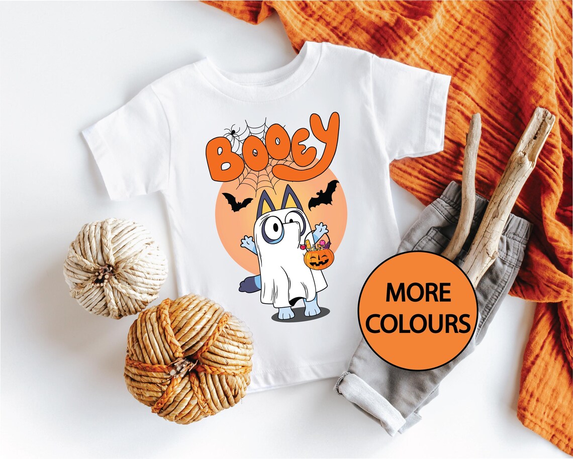Booey Bluey Halloween T-Shirt for Kids & Adults - Fun Cartoon Character Costume Tee for Trick or Treating & Halloween Parties