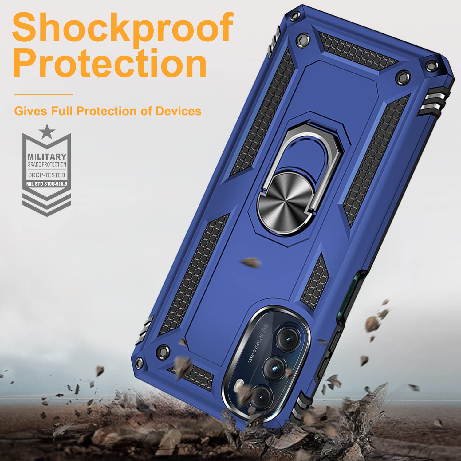 Military-Grade Shockproof Case for Motorola Moto G 5G 2022 with Magnetic Kickstand & 2 Pack Tempered Glass Screen Protectors - Blue | Perfect for Outdoor Activities, Work & Travel Protection