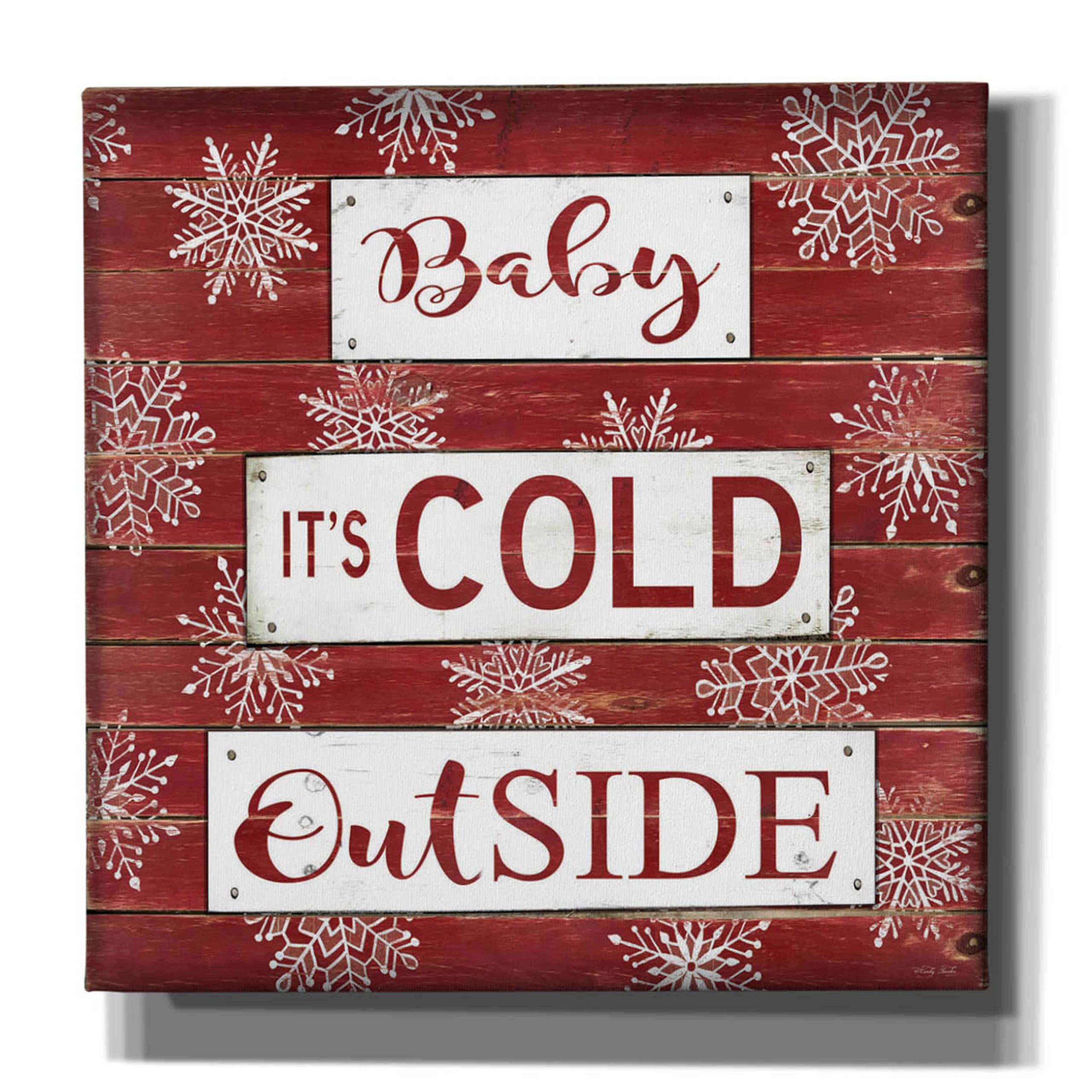 Epic Graffiti 'Baby It's Cold Outside Red' Canvas Wall Art by Cindy Jacobs - 26x26 Inch Modern Home Decor for Living Room, Bedroom & Office