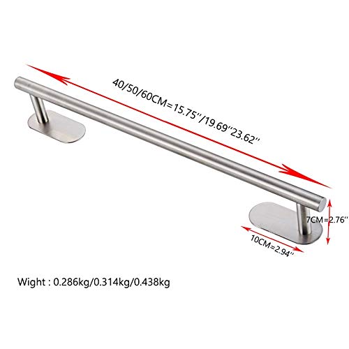 Stainless Steel Towel Rail - 60cm Wall Mounted Bathroom Towel Rack & Shower Shelf Organizer - Self Adhesive Space Saving Storage for Bathrooms, Kitchens, and Laundry Rooms