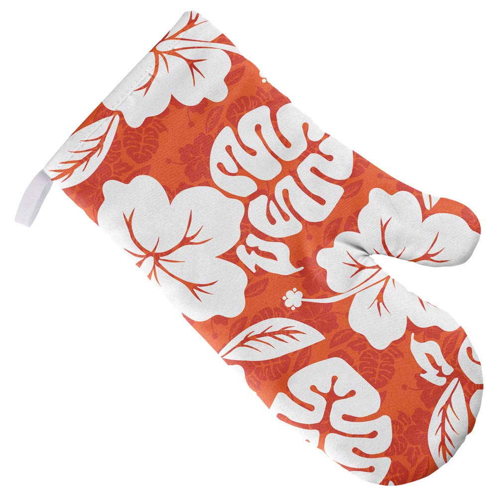 Hawaiian Style Heat Resistant Oven Mitts - Floral Pattern Kitchen Gloves for Baking, Cooking, Grilling & BBQ - Indoor & Outdoor Use - Perfect for Home, Camping, and Picnics