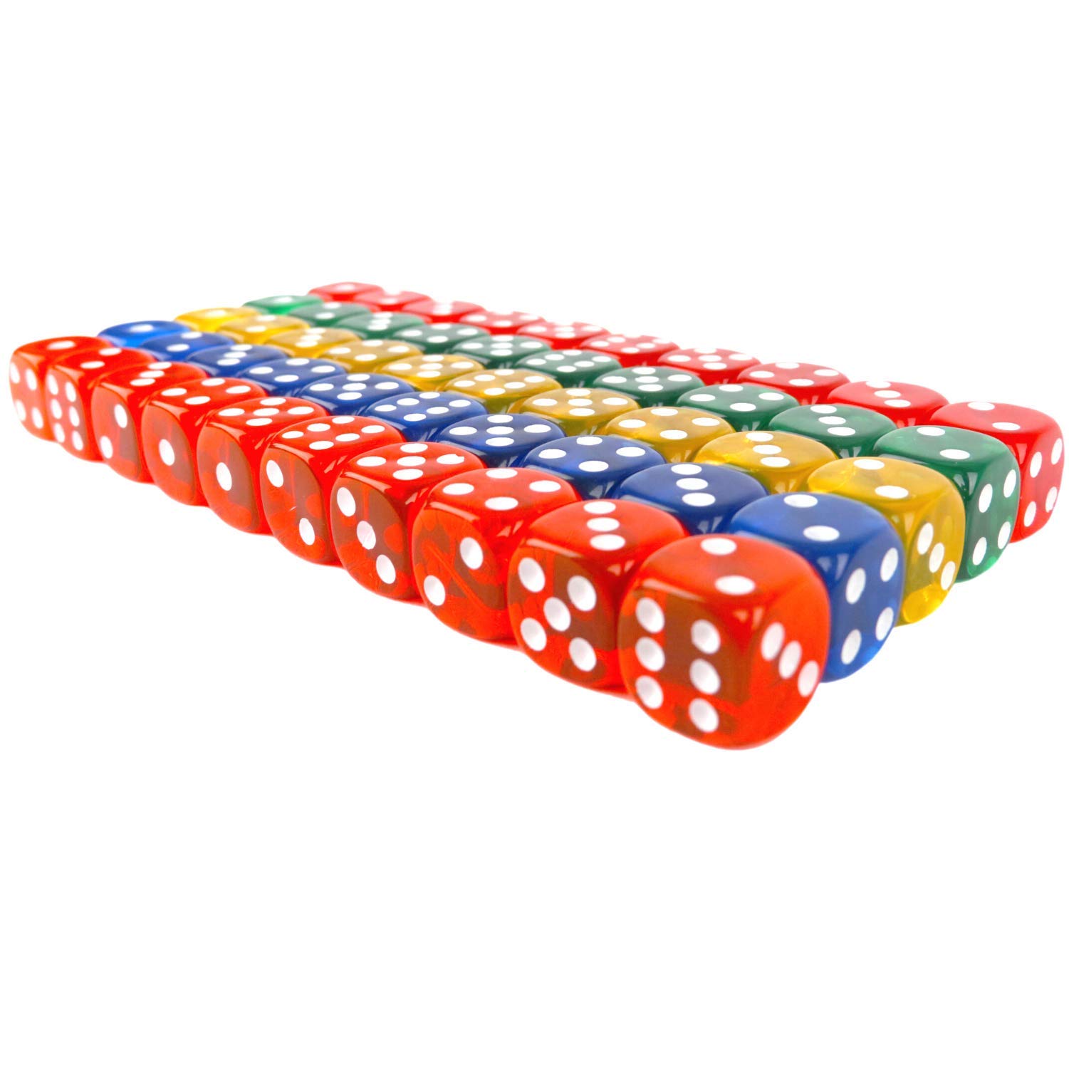 Regal Games 16mm Translucent Dice Set - 50 Multicolor for Farkle, Tenzi & Group Events