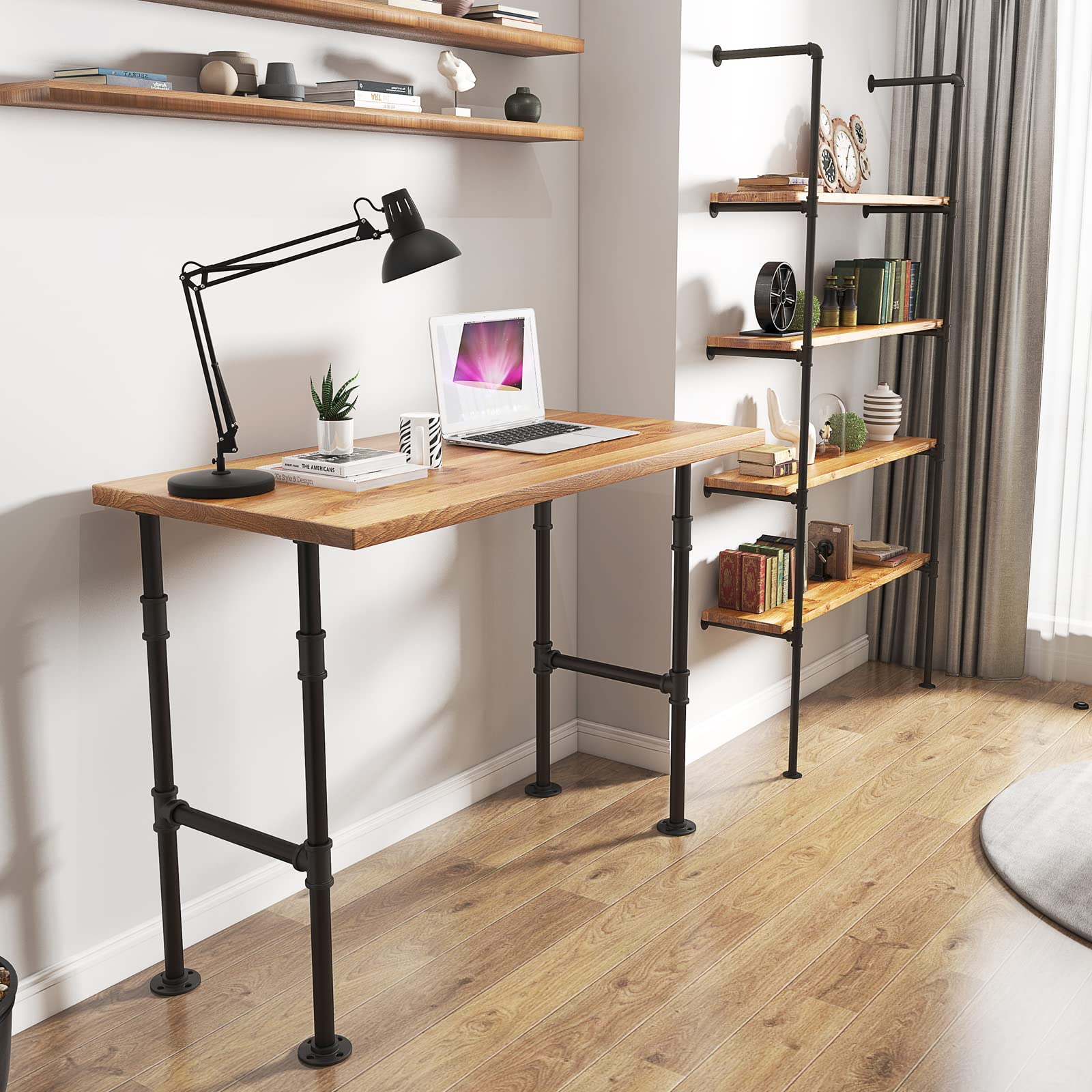MUZIK 38 Inch Black Metal Table Legs - Industrial Pipe Style Counter & Bar Height Legs (2 Pack) - Perfect for Dining Tables, Coffee Tables, and Industrial Desks - Heavy Duty & Durable for Home & Office Use