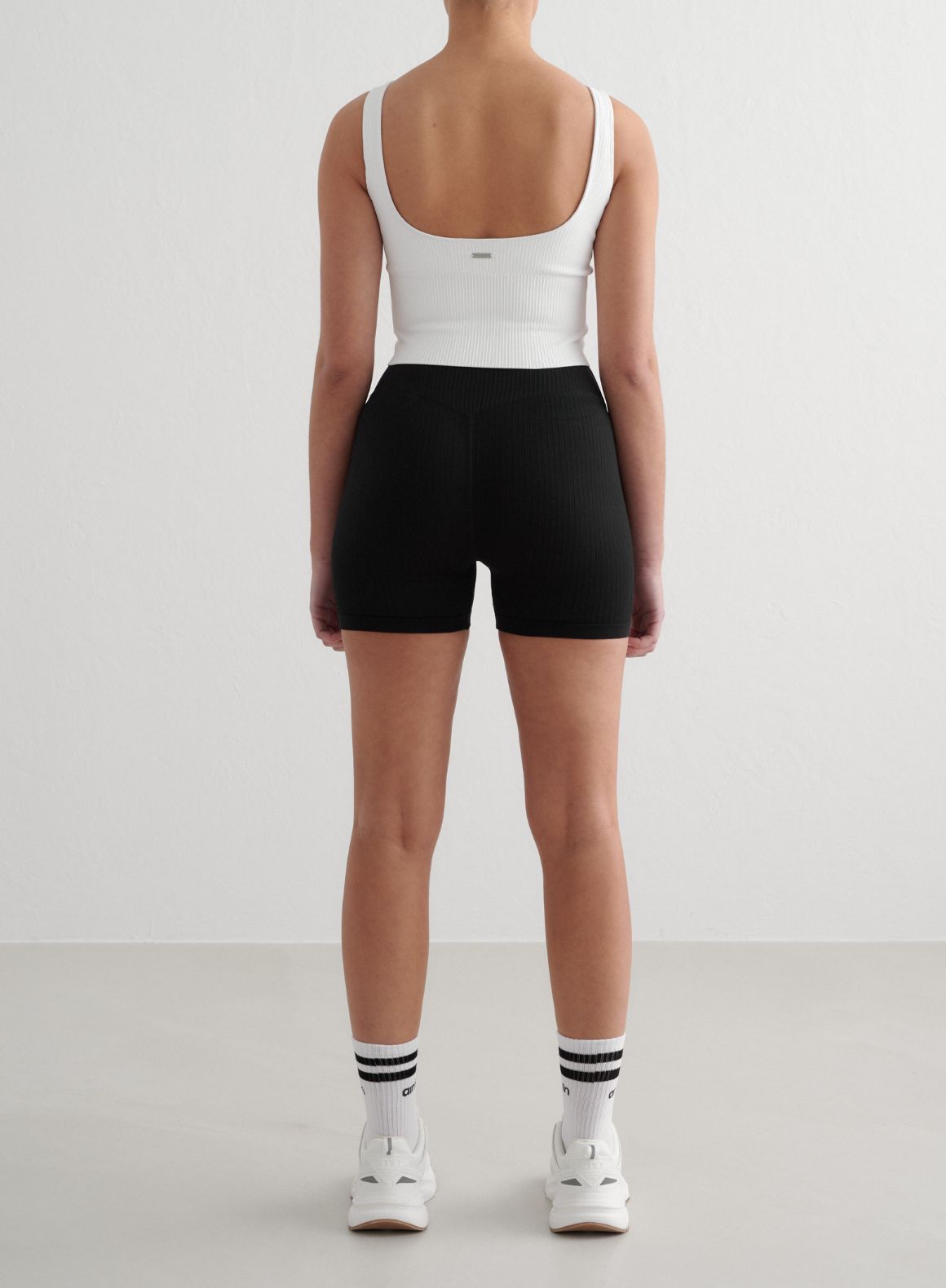 Black Ribbed Midi Biker Shorts for Women - High Waist Yoga Shorts, Workout, Running & Gym - Stretchy & Breathable Cycling Shorts for Fitness & Lounge Wear
