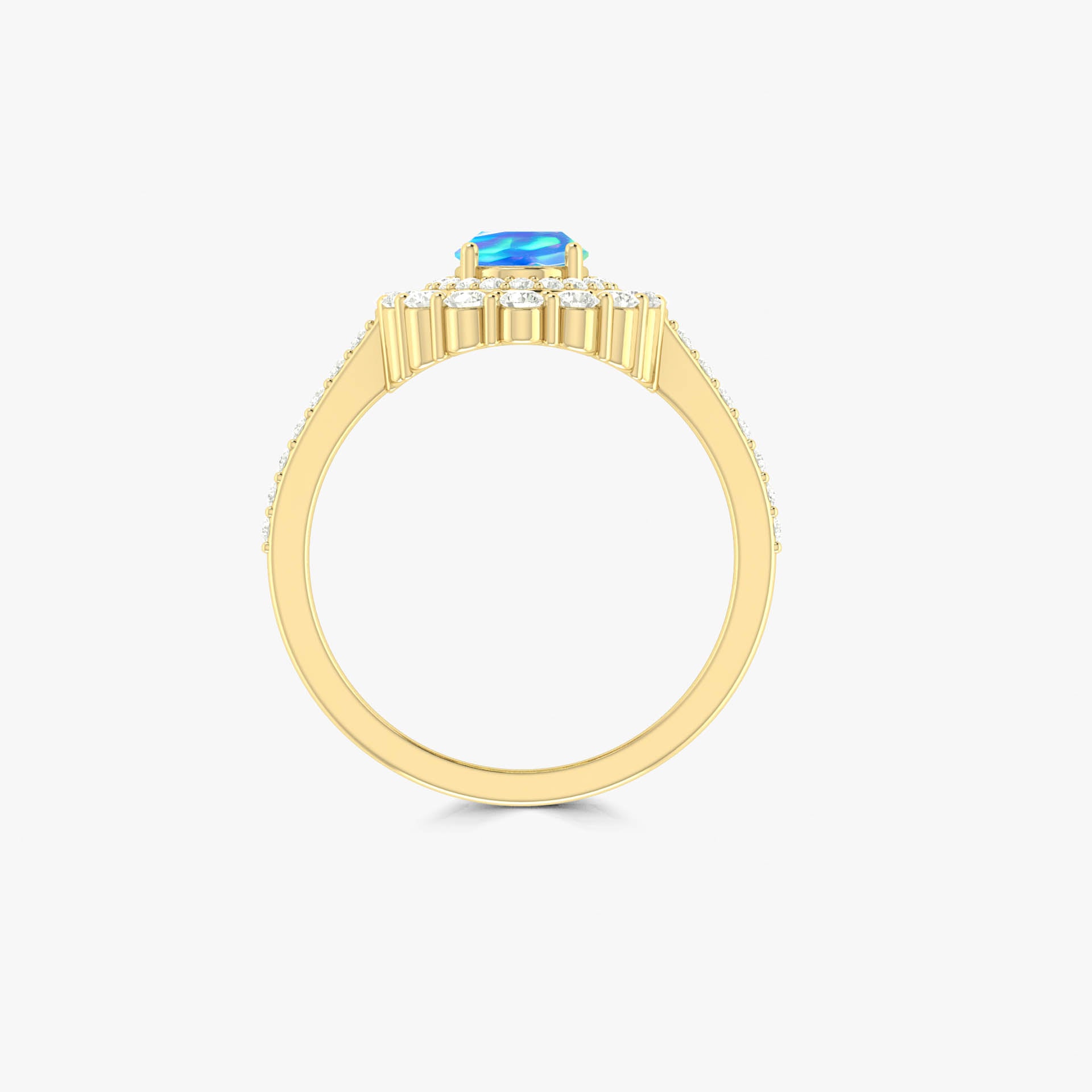 Exquisite Blue Fire Opal & Cubic Zirconia Engagement Ring for Women - Perfect for Proposals, Weddings & Anniversary Gifts