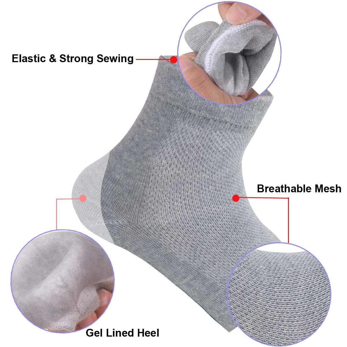 SAFERSKY Heel Pain Relief Silicone Gel Socks - Anti Crack Foot Protector for Men & Women - Cushioned Heel Support for Running, Walking, and Daily Comfort