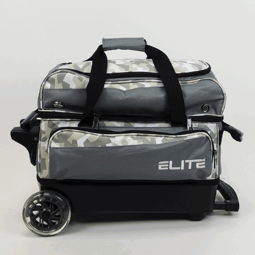 ELITE Deluxe Double Roller Bowling Bag - Grey Camo Design for Easy Transport | Perfect for League Play & Tournaments | Durable & Stylish Bowling Gear