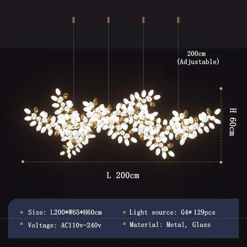 Elegant White and Gold Leaf Chandelier - Modern Crystal Ceiling Light Fixture for Living Room, Dining Room, Bedroom - Perfect for Home Decor and Luxury Interior Design