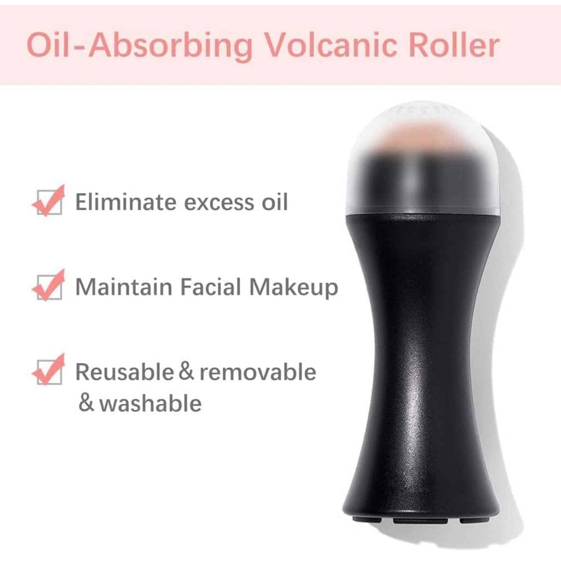 Piercell™ Volcanic Stone Face Roller - Reusable Oil Absorbing Roller for Oily Skin, Makeup-Friendly Skincare Tool for Shine Control & Pore Refining - Perfect for On-the-Go Touch-Ups, Gym, Office & Travel
