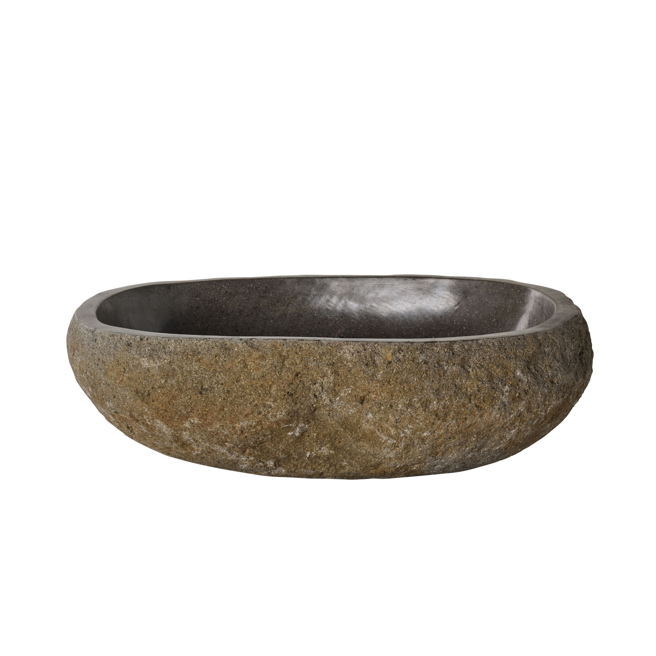 Andesite Natural Stone Basin 45x35x14cm - Handcrafted Bathroom Sink, Kitchen Washbasin, or Garden Fountain Bowl - Perfect for Modern and Rustic Home Decor