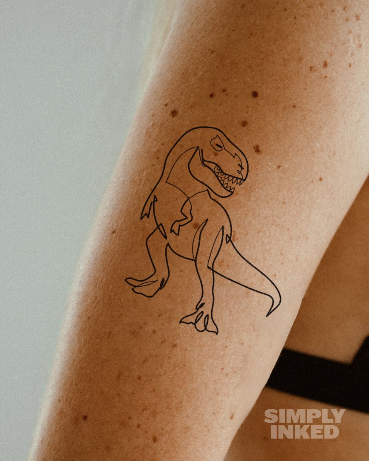 Simply Inked Minimal Dinosaur Temporary Tattoo - Waterproof Fake Tattoo Sticker for Women, Men, Girls & Boys (2.5