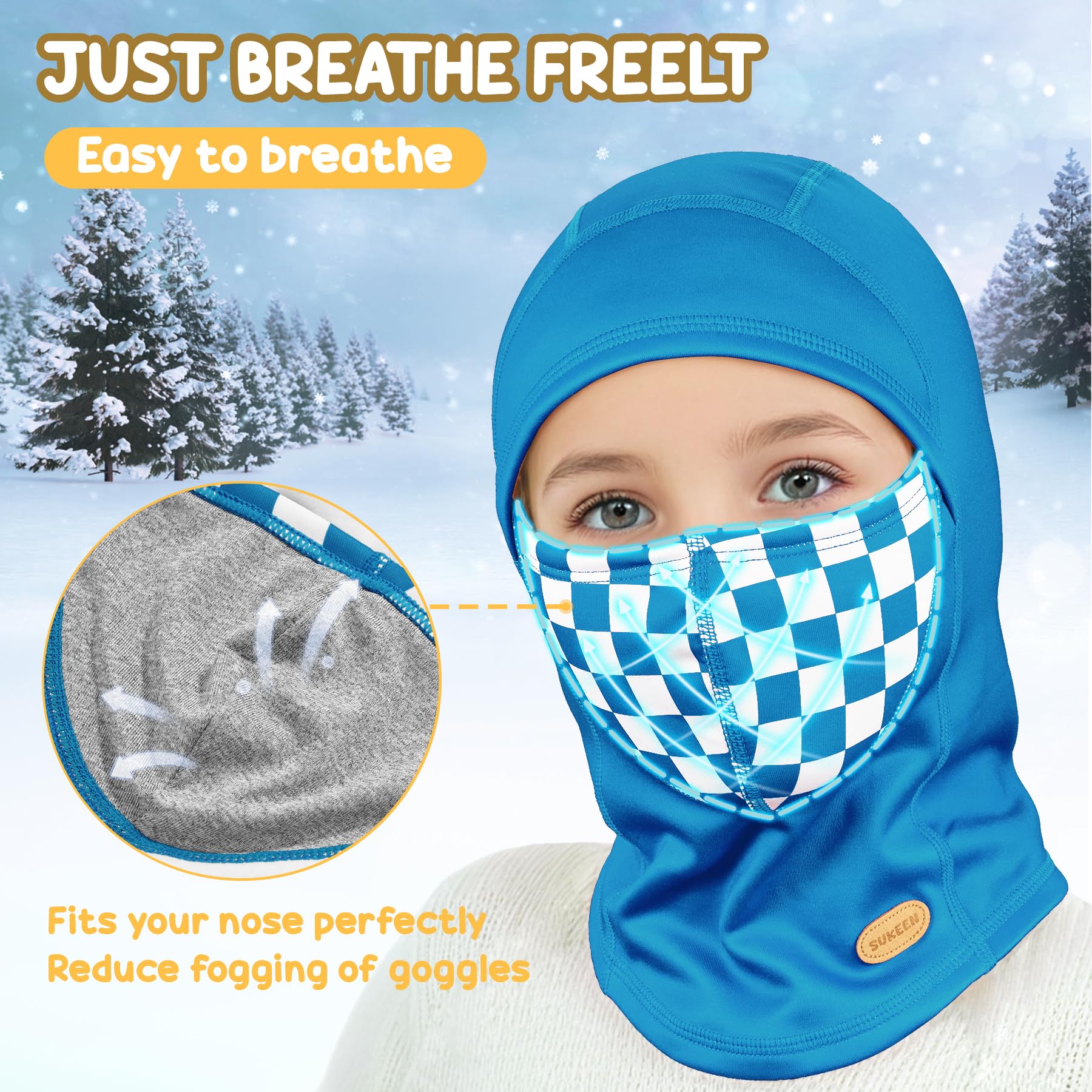 Kids Winter Balaclava Ski Mask for Boys & Girls - Breathable Face Warmer with Neck Gaiter for Outdoor Activities, Snowboarding, Skiing & Cold Weather Protection