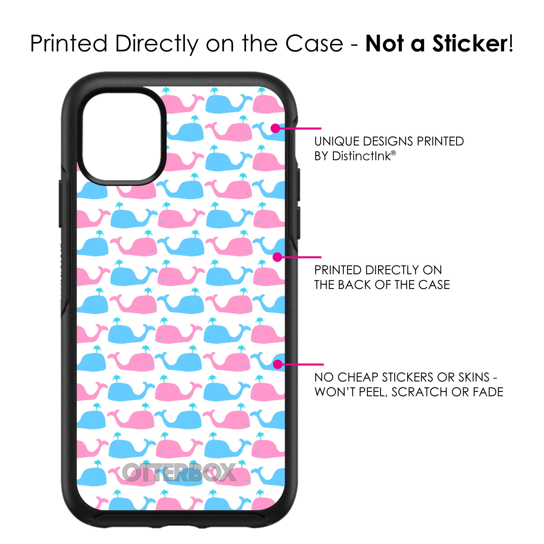 DistinctInk iPhone 11 Pro MAX Case (6.5 Inch) - Shockproof Protective Phone Cover with Cute Blue Pink Whale Design - Durable Slim Fit Replacement for OtterBox Symmetry - Perfect for Daily Use, Work & Outdoor Activities