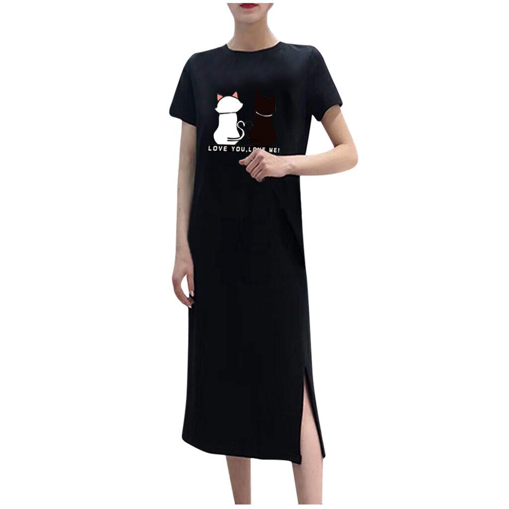 Women's Casual Summer Dress - Floral Printed Short Sleeve Loose Fit Knee-Length T-Shirt Dress | Perfect for Beach, Vacation, and Everyday Wear