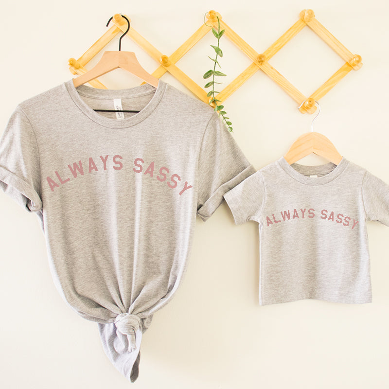 Always Sassy Matching Heather Grey T-Shirts for Women & Men - Soft Cotton Couple Shirts - Perfect for Date Nights, Anniversaries & Matching Outfits