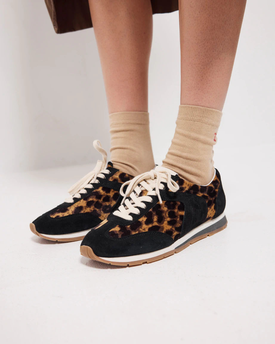 Ballet Core Sneakers for Women - Leopard Print Velvet Slip-On Shoes | Comfortable & Stylish for Dance, Casual Wear & Everyday Outfits