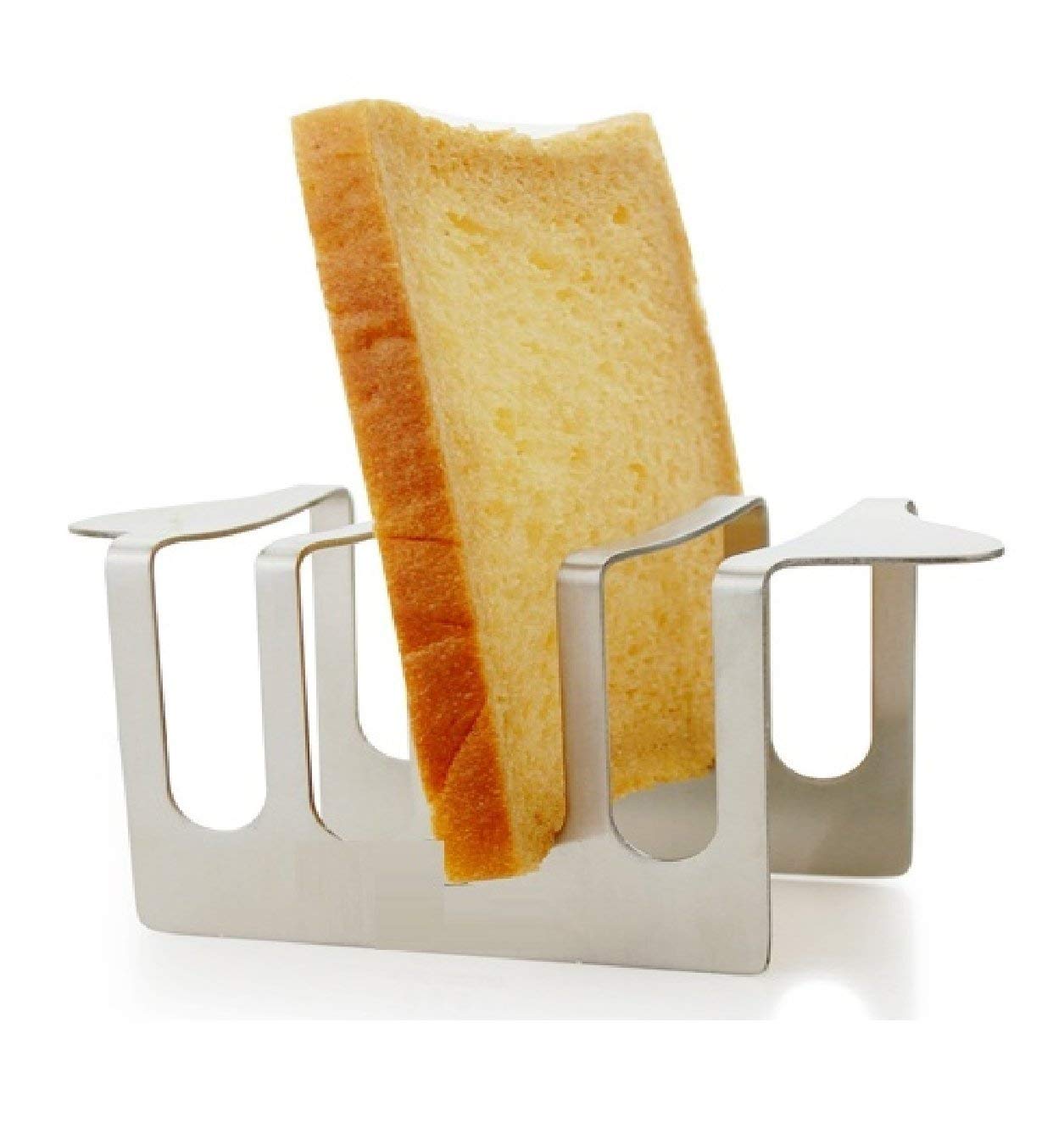 Premium Stainless Steel Bread & Toast Holder Rack - 4 Slot Mirror Finish for Kitchen Countertop & Breakfast Serving