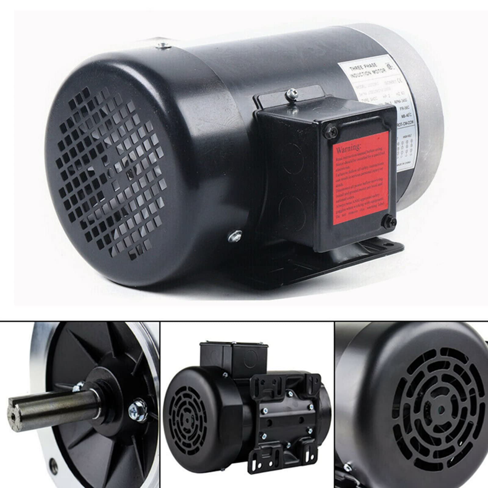 2HP 3 Phase Electric Motor 208V-230V/460V AC Motor, 56C Frame 3450 RPM TEFC 5/8