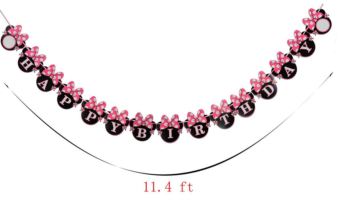 Disney Mickey Mouse Ears Happy Birthday Banner - Minnie Mouse Style Party Decorations, Baby Shower & Girls Birthday Party Supplies - Perfect for Birthday Celebrations, Baby Showers & Themed Parties