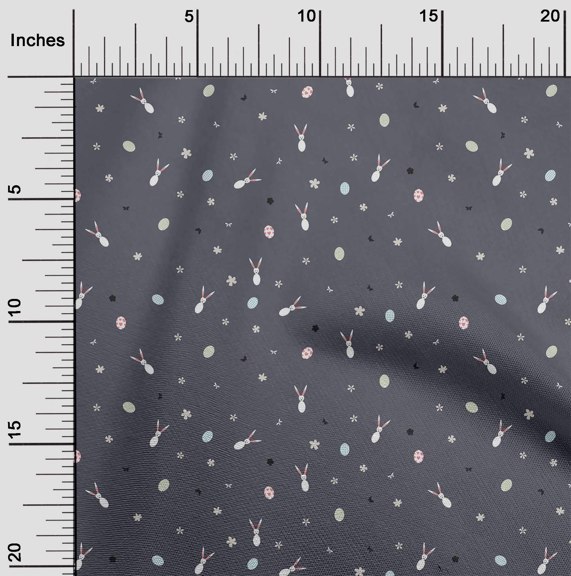 oneOone Georgette Viscose Fabric - Floral & Rabbit Printed Easter Egg Decor Fabric, 42 Inch Wide - Perfect for DIY Easter Crafts, Home Decor, and Seasonal Table Runners