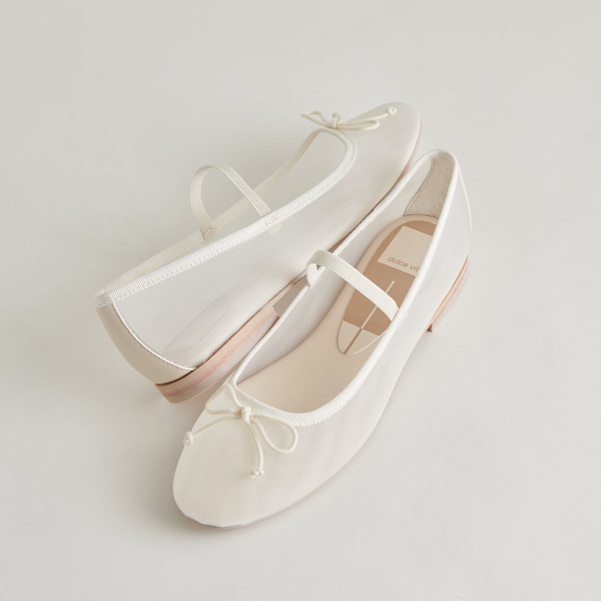 Cadel Women's Ballet Flats - Ivory Mesh Comfortable Slip-On Shoes for Casual Wear, Office & Dancing | Lightweight & Breathable Design