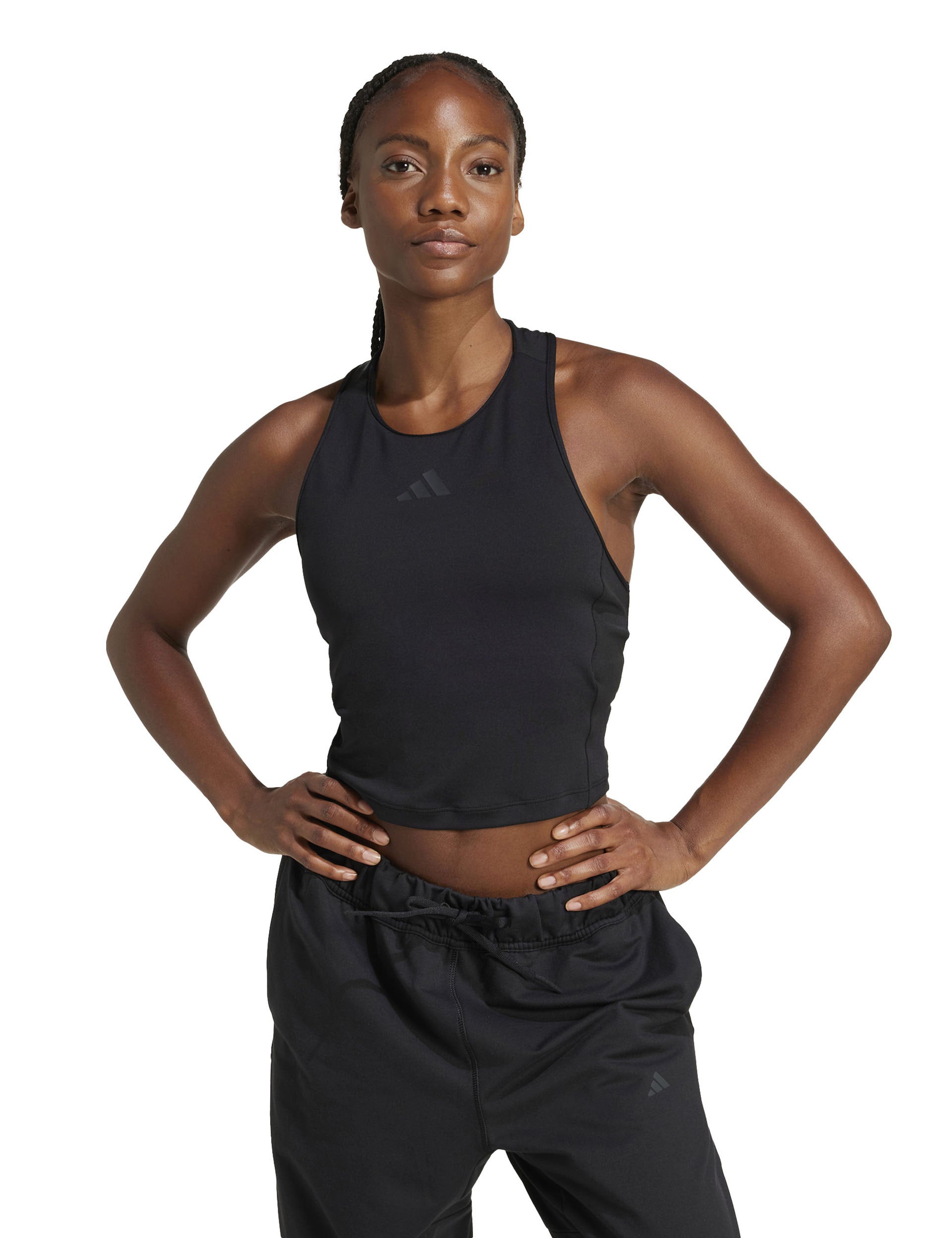 Power 3 Stripes Racerback Sports Bra Tank Top - Black - Workout, Yoga & Gym Essential for Women