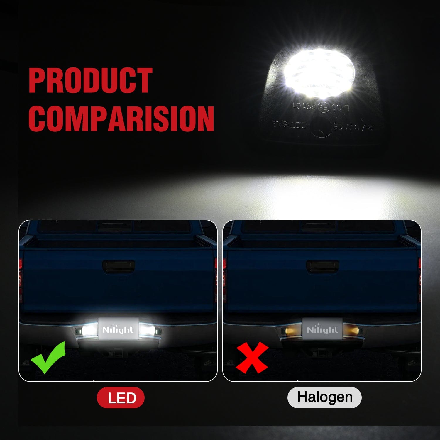 1995-2004 Toyota Tacoma LED License Plate Lights - 6000K White, Black Housing, 2-Pack - Perfect for Night Driving & Enhanced Visibility