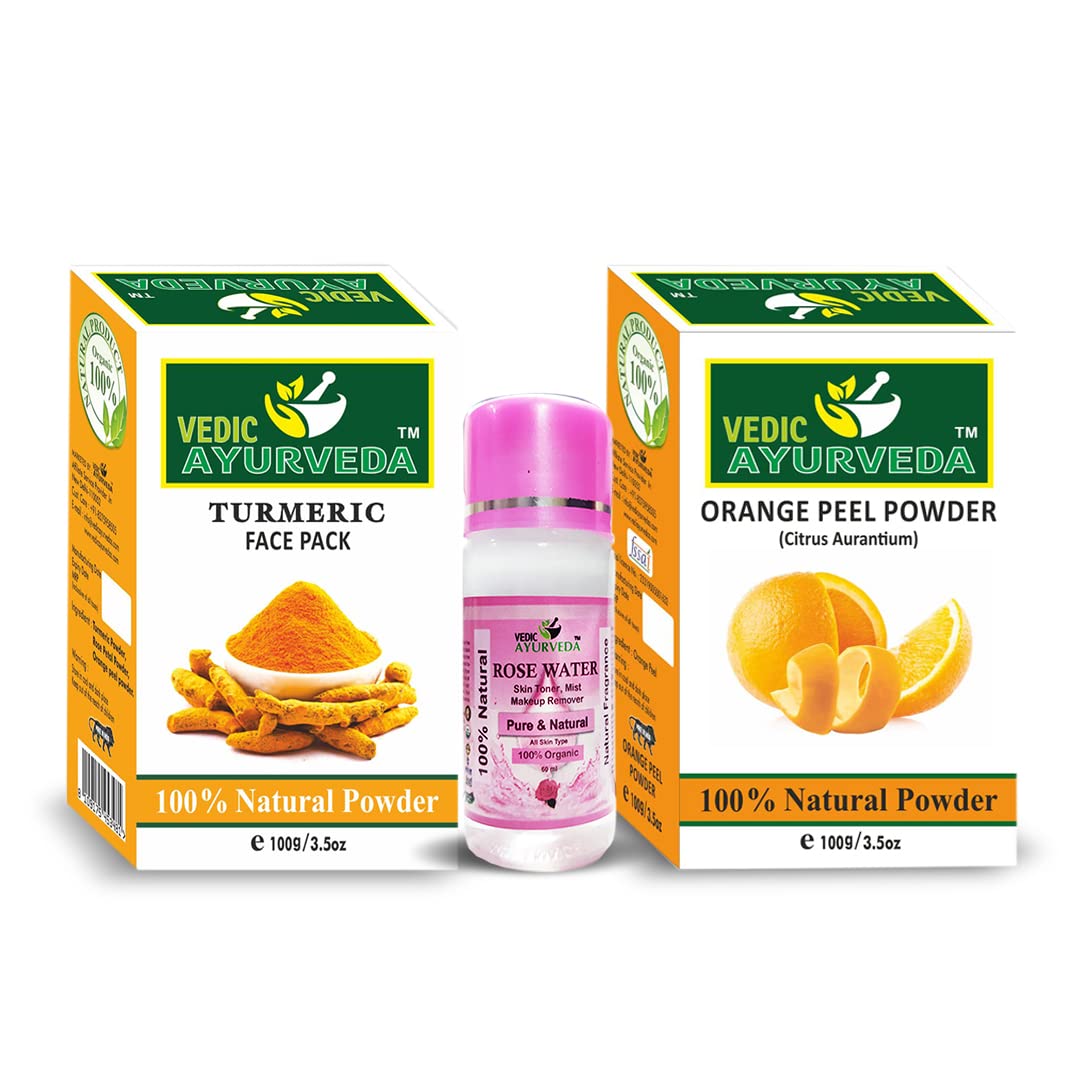 VEDICAYURVEDA Turmeric & Orange Peel Natural Face Cleanser for Oily Skin - Brightening & Lightening Skin Tone with Rose Water - Perfect for Daily Skincare Routine & Acne-Prone Skin