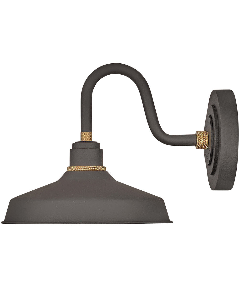 Vintage Gooseneck Outdoor Barn Light in Museum Bronze - Small Single Bulb Fixture for Porch, Garage & Garden Lighting