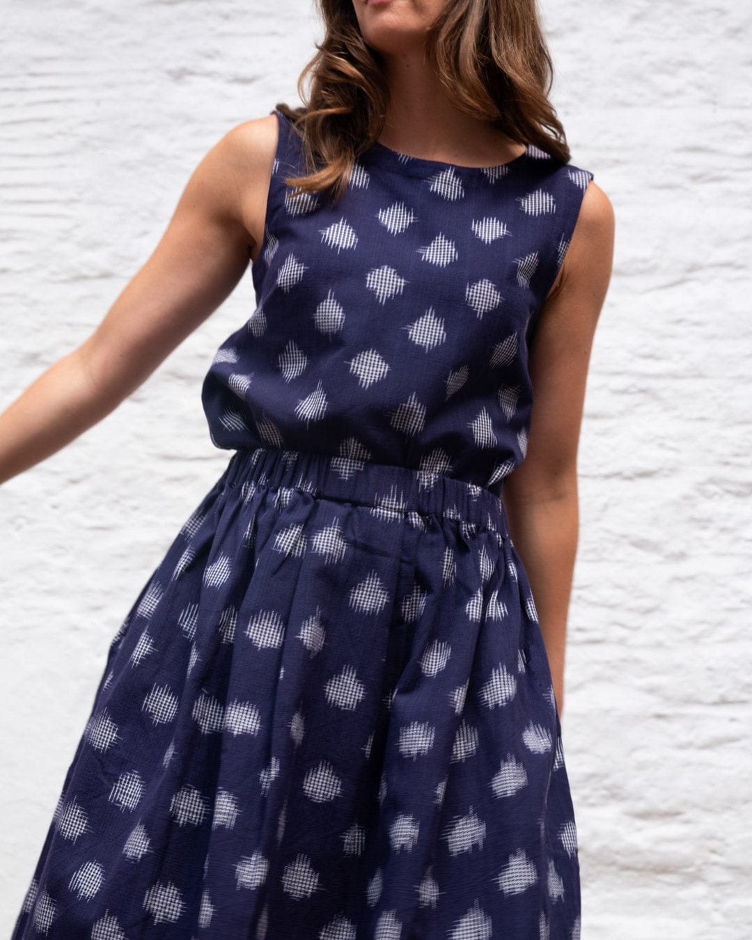 Jordan Women's Cotton Casual Skirt | Indigo Dot Print | Comfortable Summer Skirt for Women | Perfect for Beach, Vacation & Everyday Wear