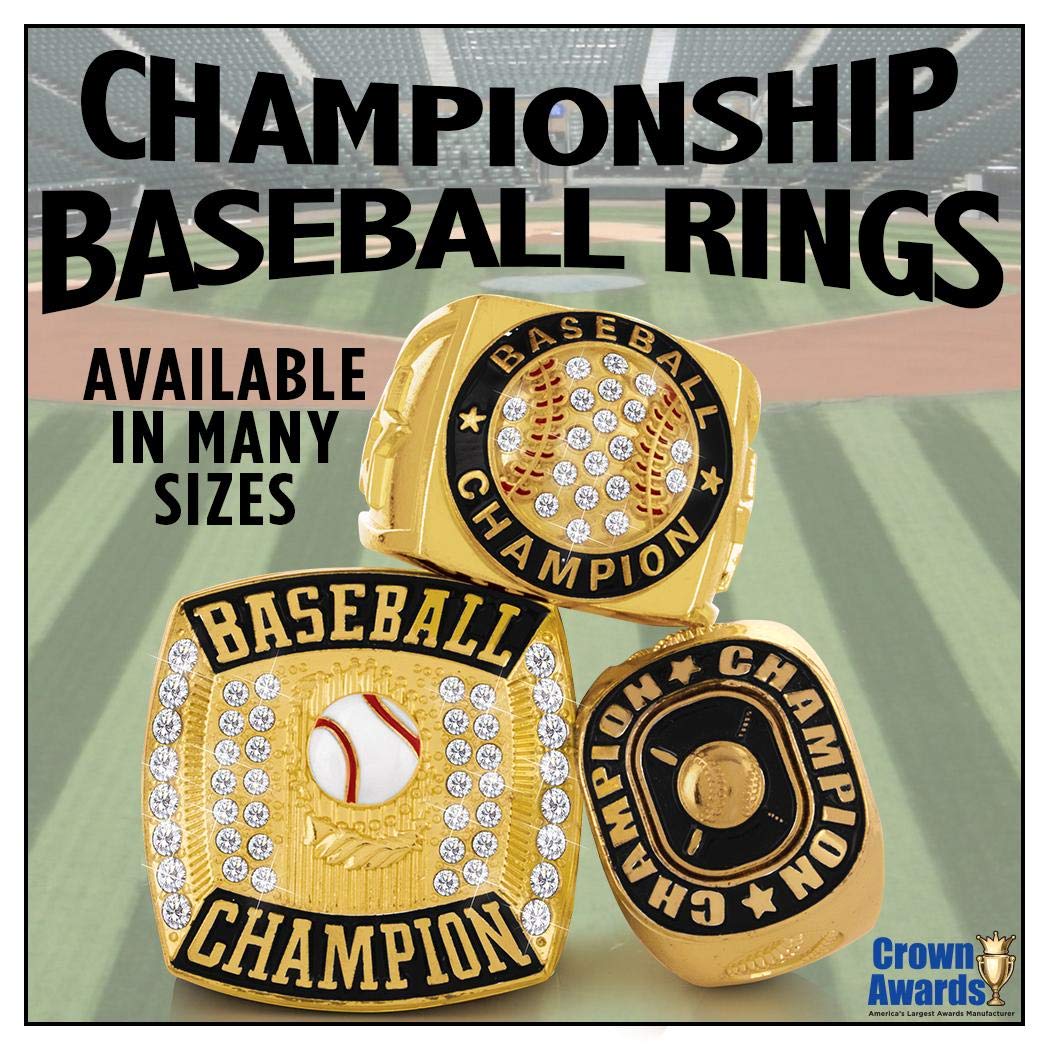 Crown Awards Baseball Finalist Ring - Silver Championship Ring for Players & Fans - Custom Sizes Available - Perfect for Trophies, Gifts & Memorabilia