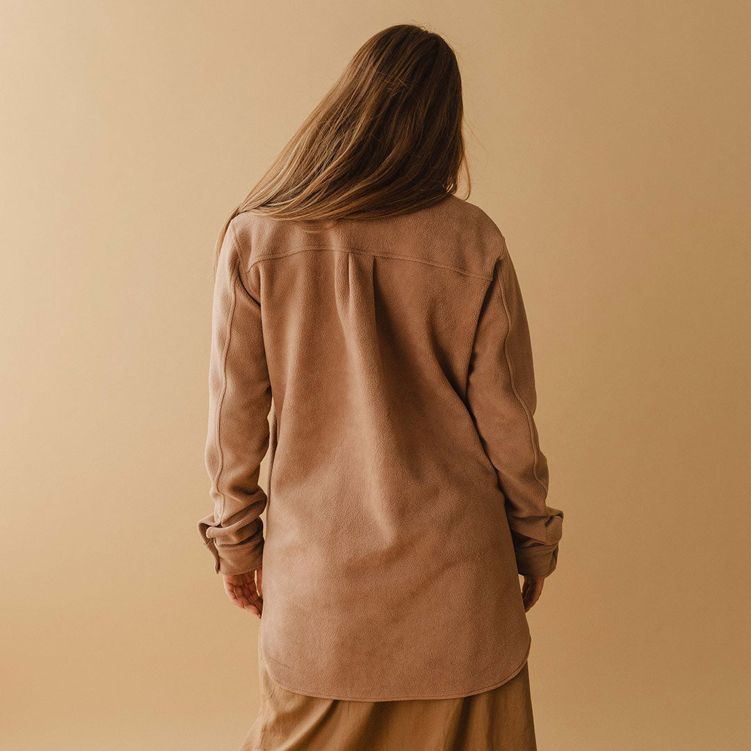 Alpine Fleece Trench Coat for Women - Warm Winter Toffee Brown Outerwear - Perfect for Snowy Weather & Outdoor Adventures