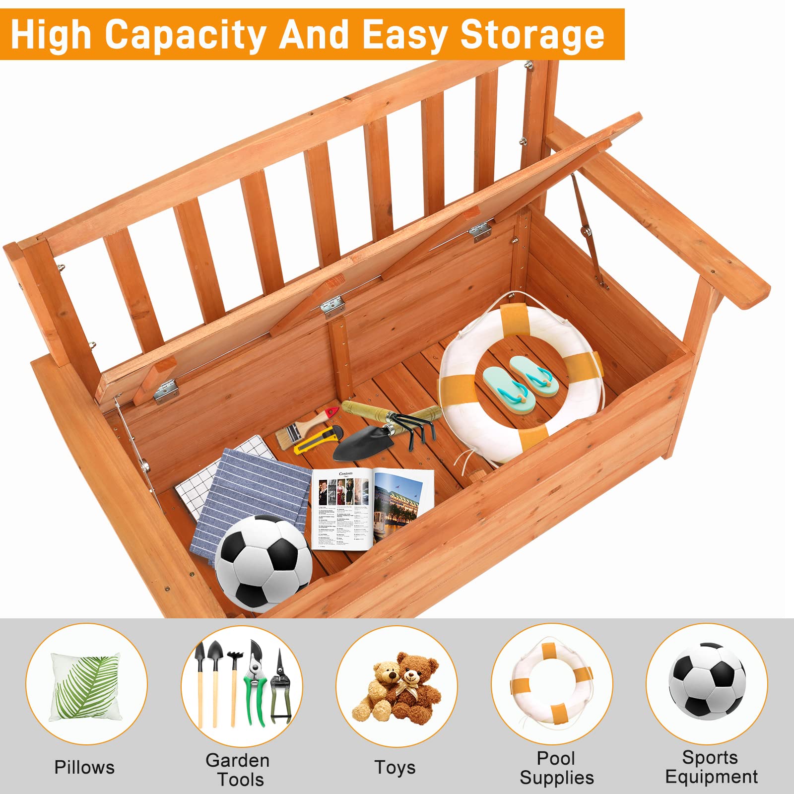 Waterproof Outdoor Storage Bench with Seat - 44