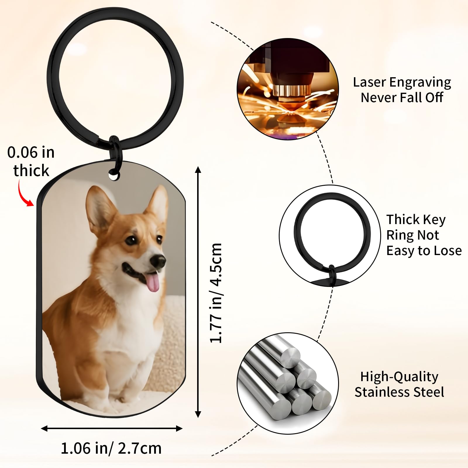Custom Pet Photo Keychain - Personalized Memorial Gift for Pet Loss | Dog Cat Lover Keepsake