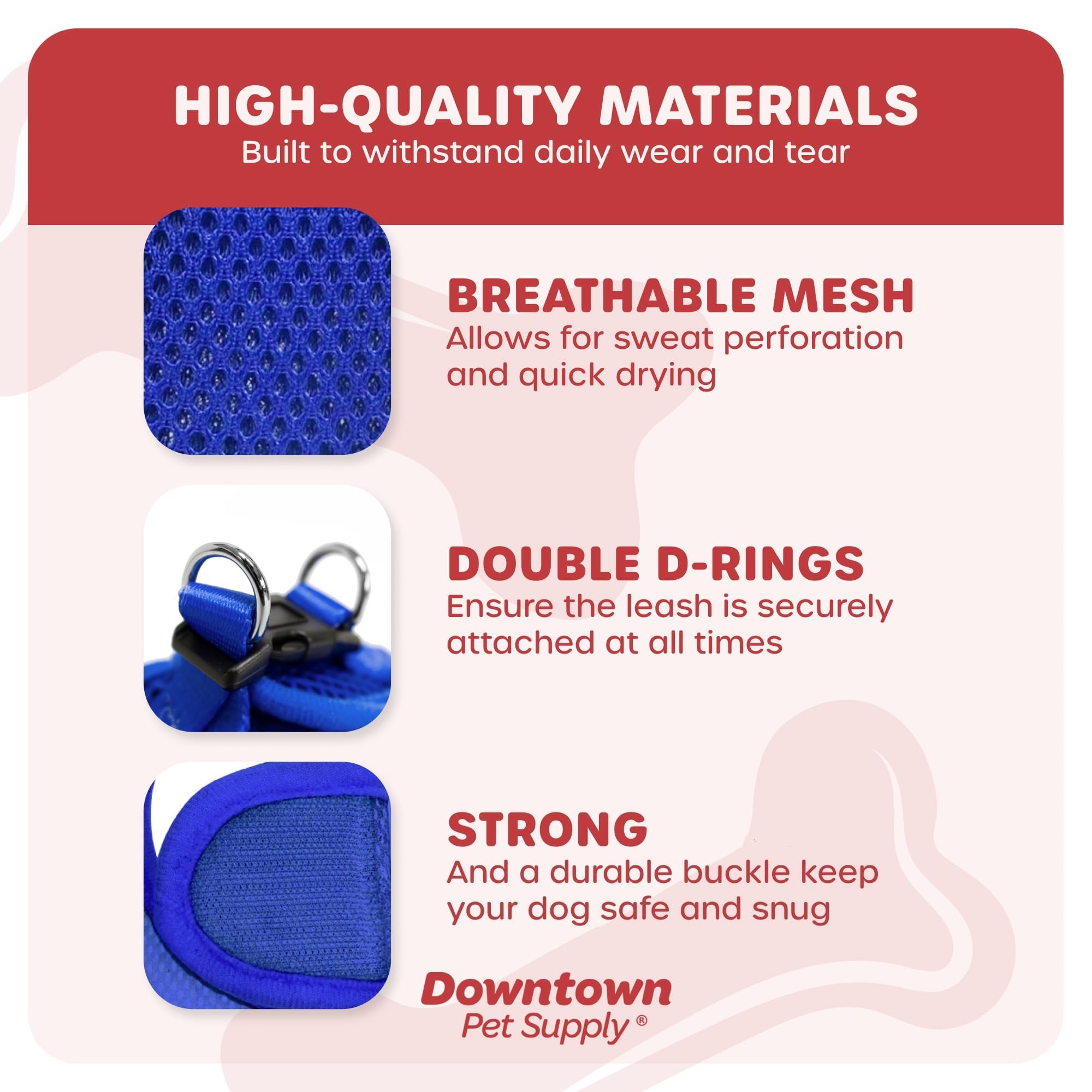 Downtown Pet Supply Step-in Dog Harness for Small Dogs & Cats - No Pull Adjustable Pet Harness with Padded Mesh Fabric & Reflective Trim - XXS Blue Buckle Strap Harness for Teacup Breeds - Perfect for Walking, Training & Outdoor Adventures