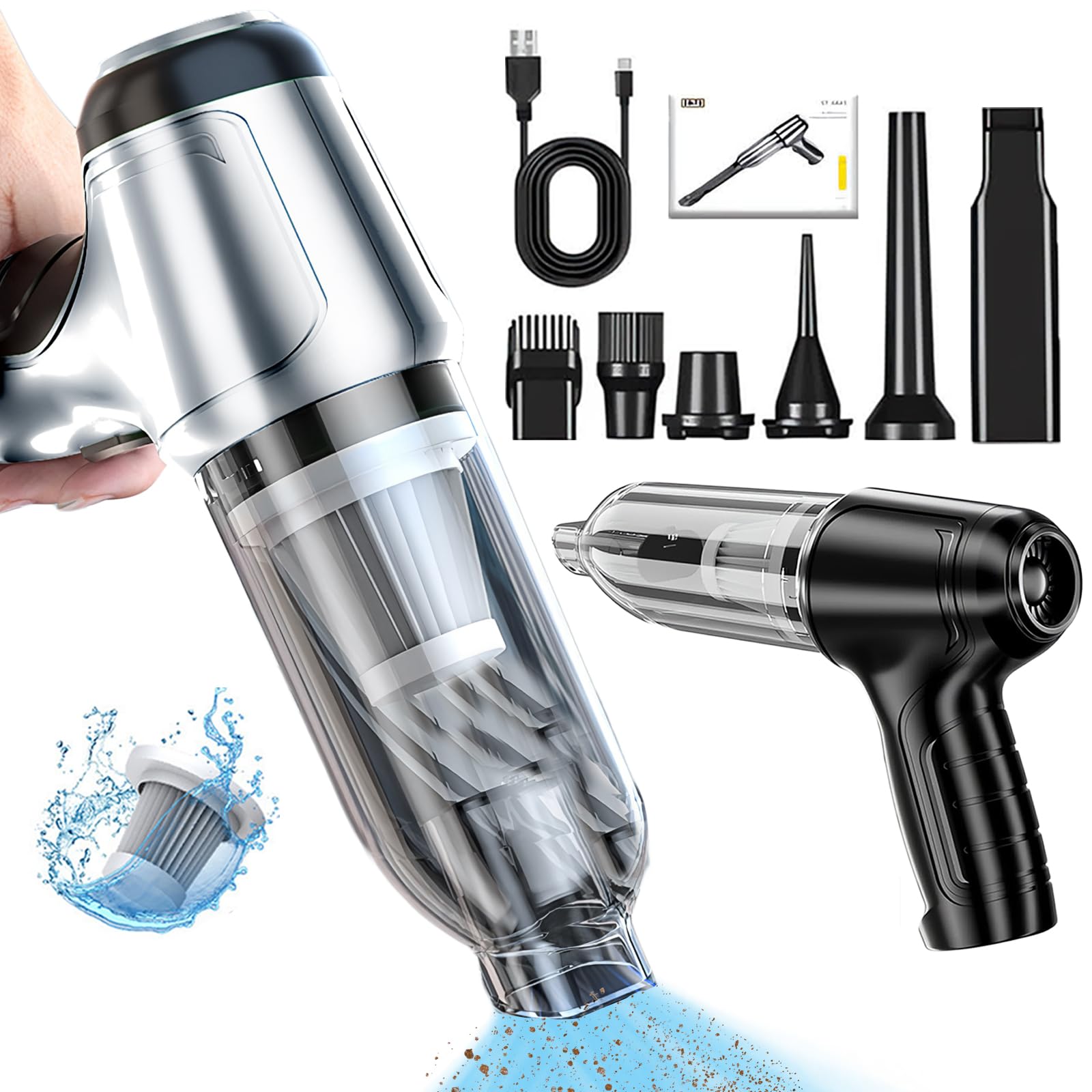 **Arify Pro 2 Cordless Car Vacuum Cleaner - 12000Pa High Power Portable Vacuum for Cars, Home & Travel - Black | Quick Cleaning for Pet Hair, Crumbs & Dust**