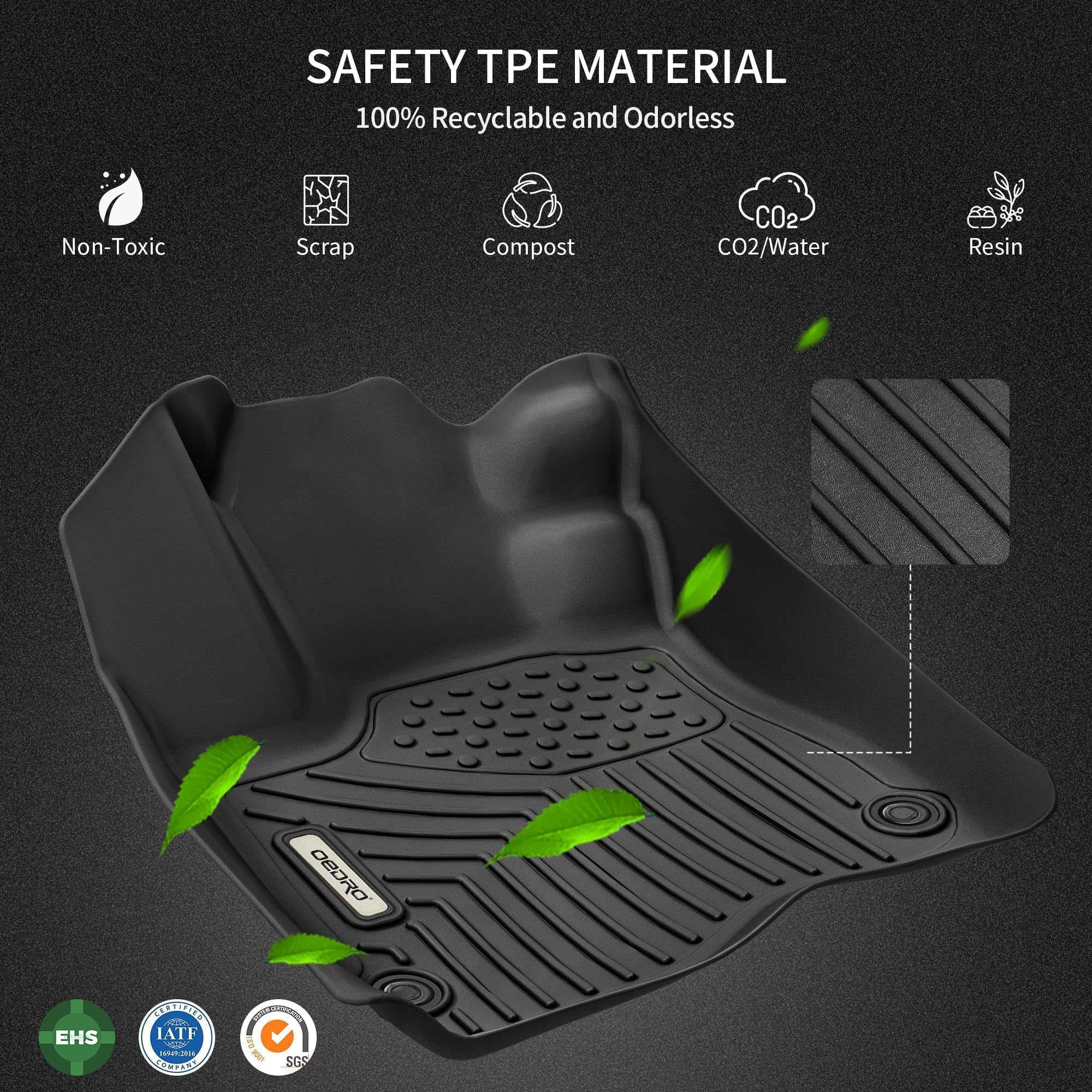 OEDRO Custom Fit All-Weather TPE Floor Mats for 2021-2025 Kia Seltos - 2 Row Black Rubber Car Floor Liners | Perfect for Rain, Snow & Mud Protection | Durable & Easy to Clean Car Accessories
