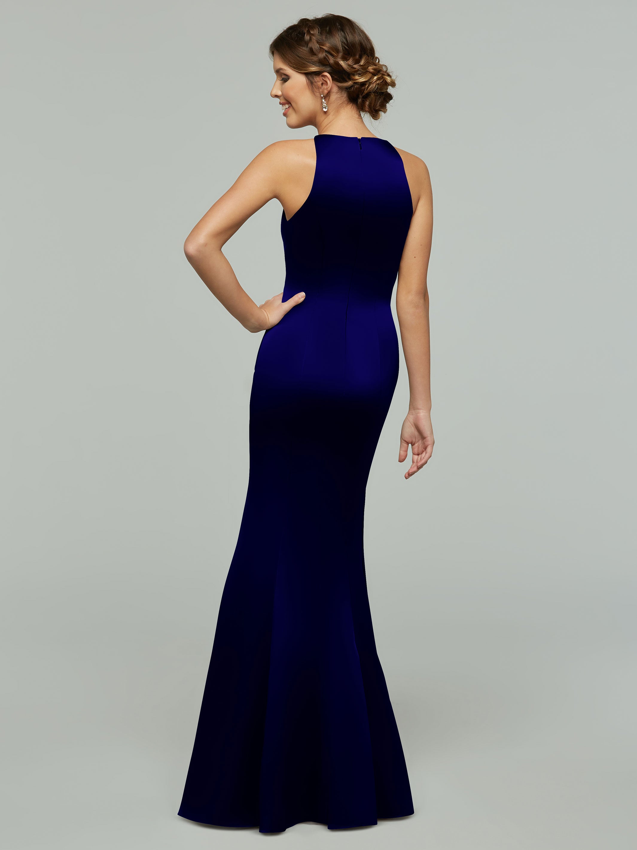 Elegant 80071 Mermaid Satin Bridesmaid Dress with Halter Neckline - Perfect for Weddings, Proms & Formal Events